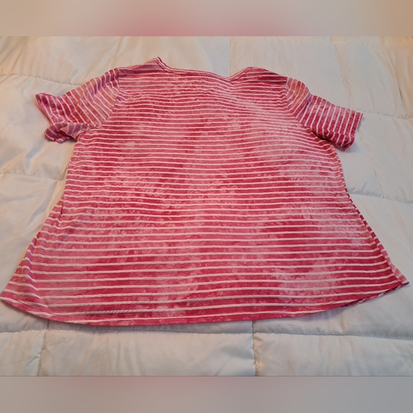 Women's T-Shirt Size 2X 20-22 Terra & Sky Pink & White - Picture 6 of 6